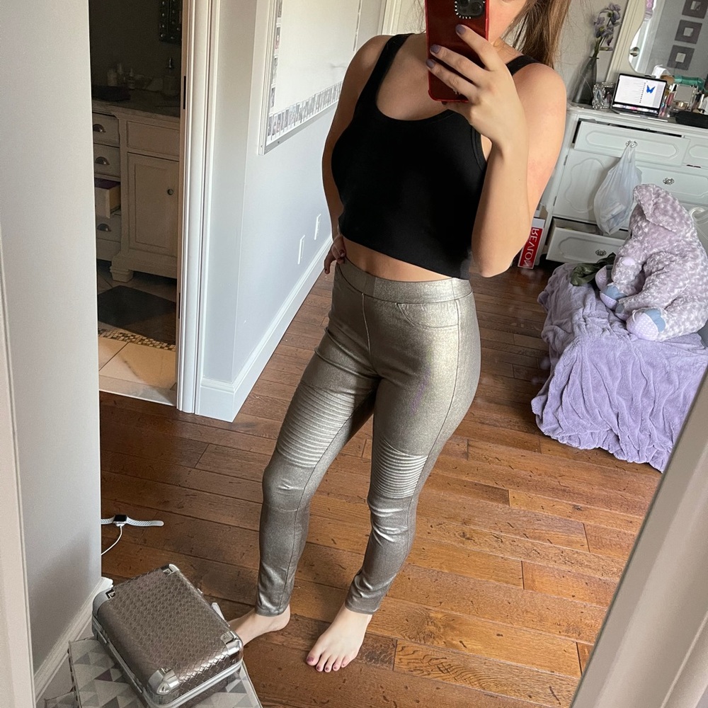 Metallic Ribbed Jeggings
